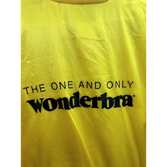 Windless Womens Bomber Jacket Size Large Satin Yellow Wonderbra PR Snap Up VTG - Picture 8 of 12